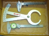 Caliper style thickness gauge, plus dial caliper and other caliper.