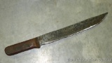Handmade butcher style knife is nearly 16