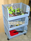 Rolling organizer baskets plus contents. Baskets are 27