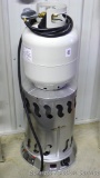Propane construction heater with 20 lb. fuel tank partially filled, 21