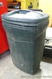 Rubbermaid wheeled garbage can with lid is in good shape.