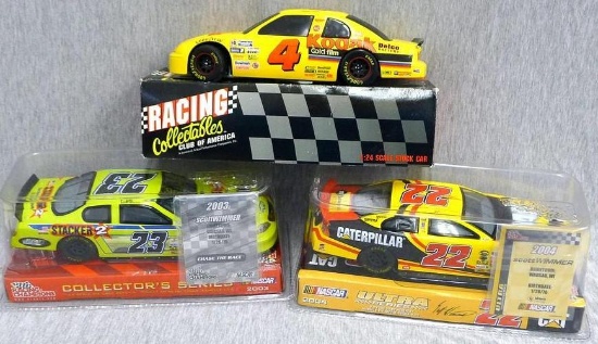 Two 1/24 scale die cast collectible cars include 2003 and 2004 Scott Wimmer, plus a 1995 Kodak