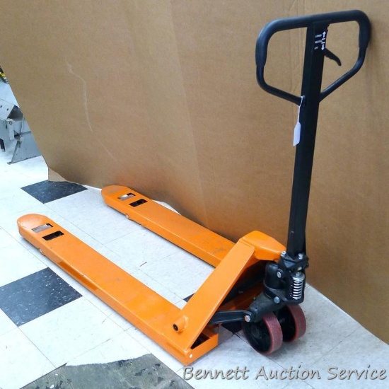 Haul Master 68761 2.5 Ton Pallet Jack. Has 3 position control lever. Lowered height is 3", fork