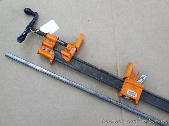 Jorgensen I beam clamp 42" long; 1/2" hollow steel rod 47" long.