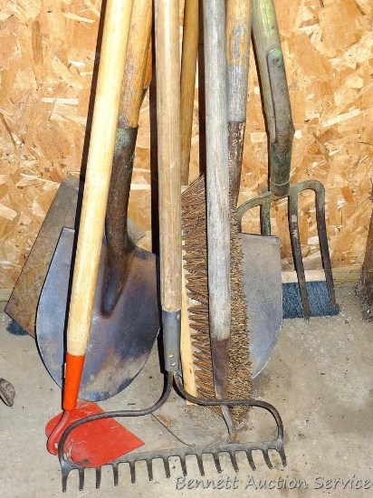 Dirt rake, spade shovel, garden hoe, potato fork, flat bottom shovel, more.