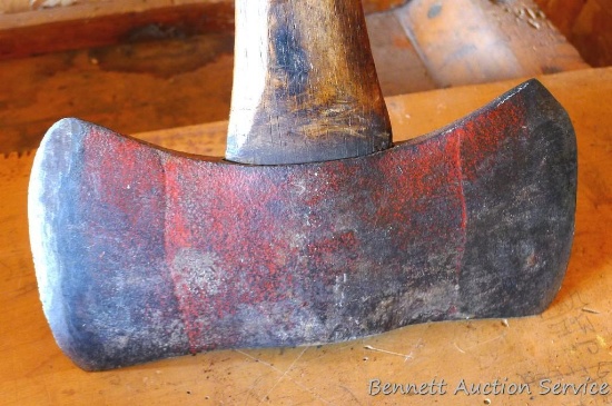 Fulton Special "Fully" double bit axe. 35" handle is tight. Octagon hickory handle is age-correct.