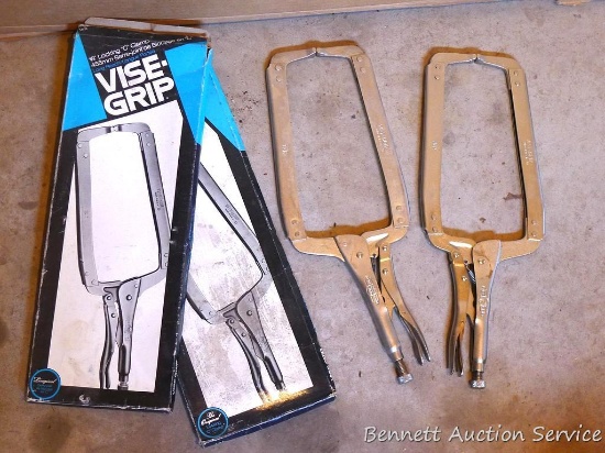 Two 18" Vise Grip locking C clamps with original boxes, model 18R