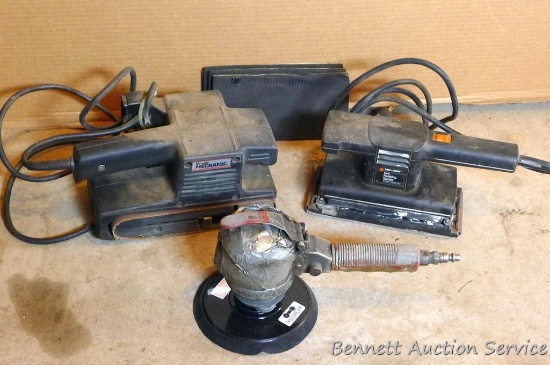 3/4 hp belt sander takes 3" x 18" belts, see lot 944. Also includes 1/3 sheet finishing sander and