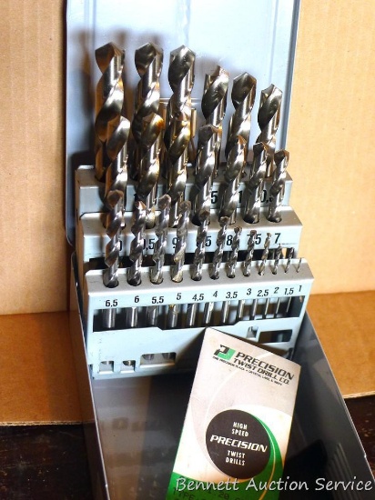 Metric twists drills by PTD USA, 1 mm to 13 mm with metal index.