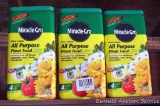 No shipping. Three 5 lb. containers of Miracle Gro all purpose plant food.
