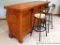 Nice bar set up is sturdy and in good condition. Back side has five drawers and storage space on