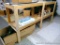 Sturdy wooden shelving unit measures 8' wide x 46