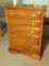 Four drawer dresser is in good condition with nicks or dents noted. Stands 45