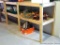 Sturdy wooden shelving unit measures 8' wide x 47