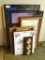 Framed posters, bulletin board, prints; plus a Sunbeam weather station. Largest frame is 2' x 3'.