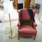 Wing back chair is a classic design, comes with throw pillow, blanket throw and 4-1/2' tall floor