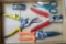 Wiss tin snips, flashing cutters, specialty pliers, Stanley small hand plane is 3-1/2