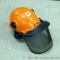Stihl chainsaw helmet with face shield and ear protectors.
