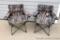 2 Camo bag chairs with arm rests appear in very good condition.