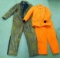 Nice Snow Shield blaze orange coat by Samco, no size tag; blaze orange overalls size L, crotch needs