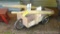 Homemade garden cart. Has room for storage of shovels and rakes. Measures 72
