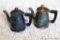 Two Art Deco style tea pots by Village. Each side is marked, possibly 'Forhum'. Each is approx.