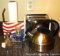 Toastmaster Cool Steel two slice toaster; stainless steel tea kettle; paper towel holder and napkin