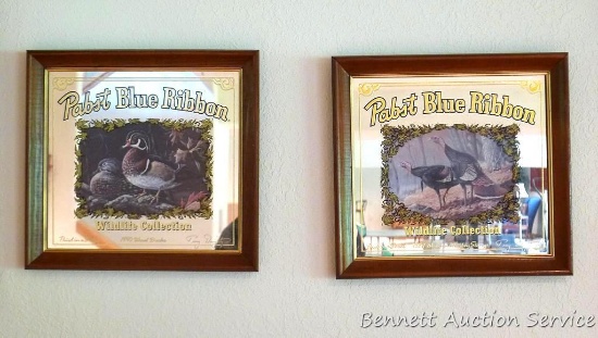 Two First in a Series Pabst Blue Ribbon beer mirrors - one 1990 Wood Ducks, one 1989 Wisconsin
