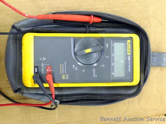 Fluke 70III Multimeter is 3-1/4" x 7-1/4". Powers up and comes with carry pouch.