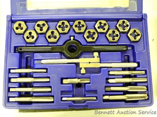 Irwin 24 pc. SAE Tap & Die set fractional hex in storage case.