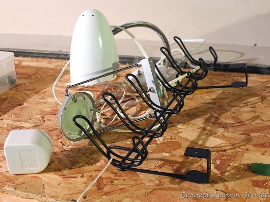 Overdoor hook organizer; adjustable height desk lamp, currently approx. 14" tall; Ikea table lamp is
