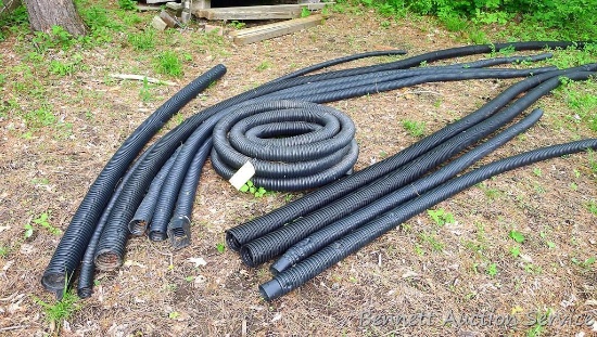 Drain tile up to 4". Longest unrolled piece is 35;, roll is 3" x 100', perforated. Straight tubing