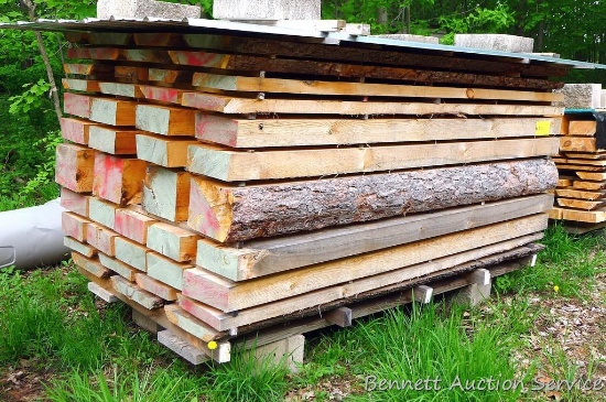Rough sawn pine timbers, posts, and lumber. Largest post or timber is 8"x10" x 100". Largest lumber
