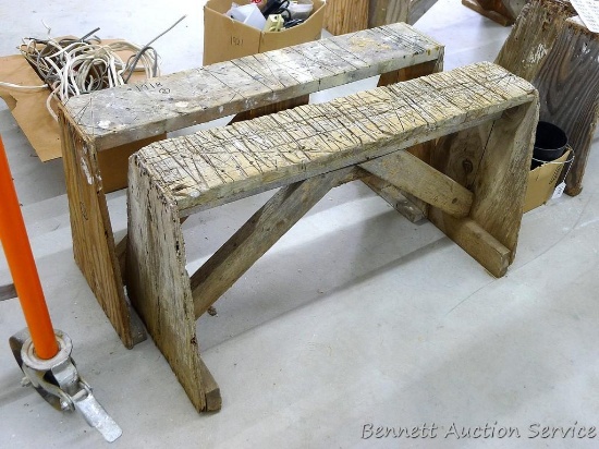 2 Homemade saw horses are 40"x 14" x 7" and show use.