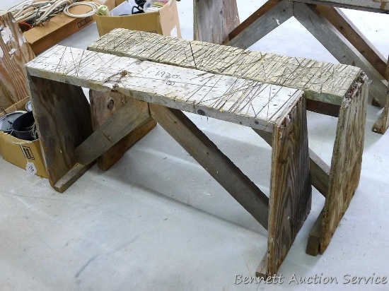 2 Homemade saw horses are 40"x 14" x 7" and show use.