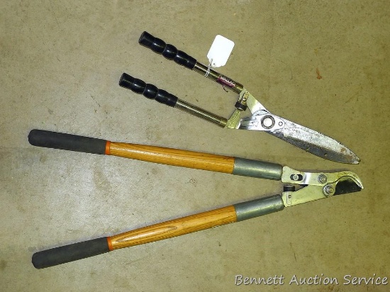 Fiskars Lopper is 27" long; Wallace hedge trimmer.