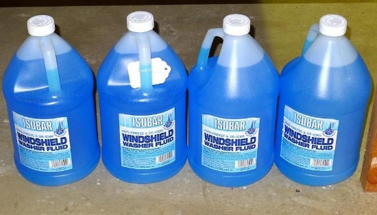 No shipping. Four unopened gallons of Isobar anti-freeze & de-icer windshield washer fluid.