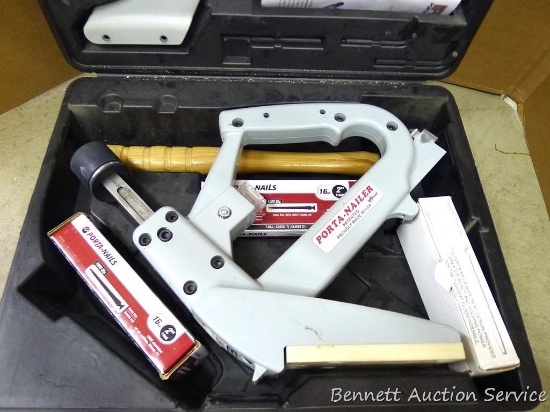 Porta-Nailer model 402 for tongue and groove solid wood & hardwood laminate flooring. Comes with