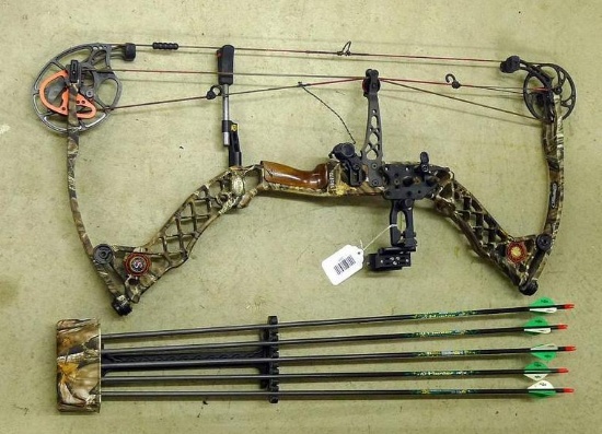 Mathews Solo Cam compound bow includes sight, arrow rest and quiver with 5 ICS Hunter 340 carbon