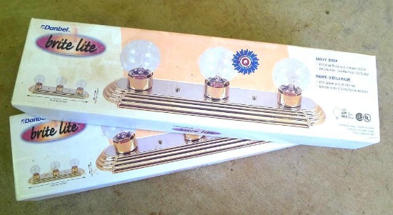 Two Danbel brite lite vanity strip lights, both NIP.