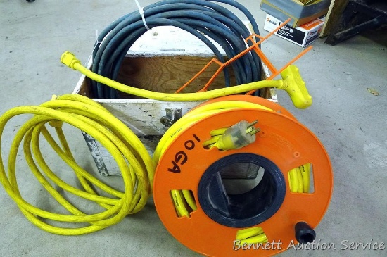 Fifty foot extension cord; 10-3 extension cord on a 13" reel; heavy duty 18' extension cord; 2'