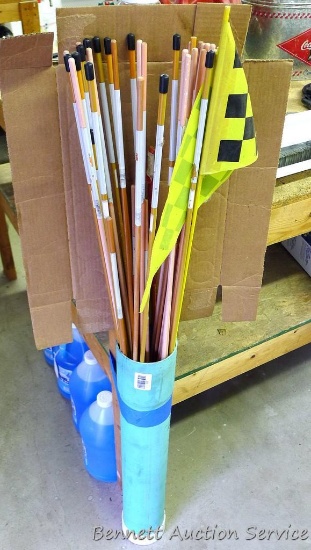 Lots of fiberglass driveway markers most are 48" long in a 4" PVC pipe.