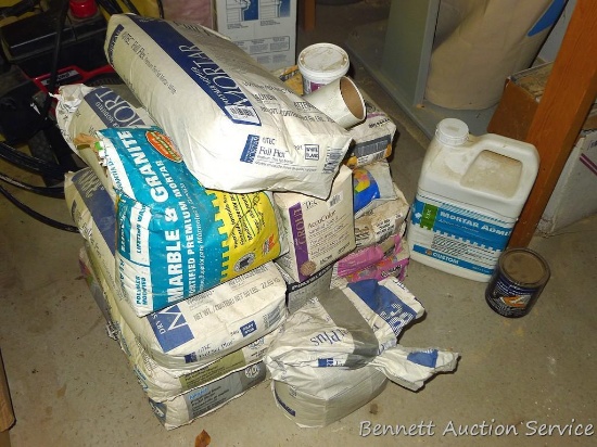 Tiling mortar, grout, marble granite, more.