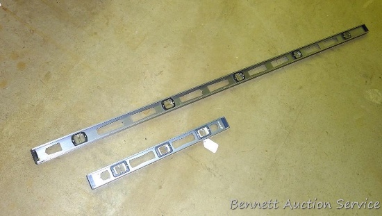 2 Empire aluminum levels, 24" and 72", vials look in nice shape.