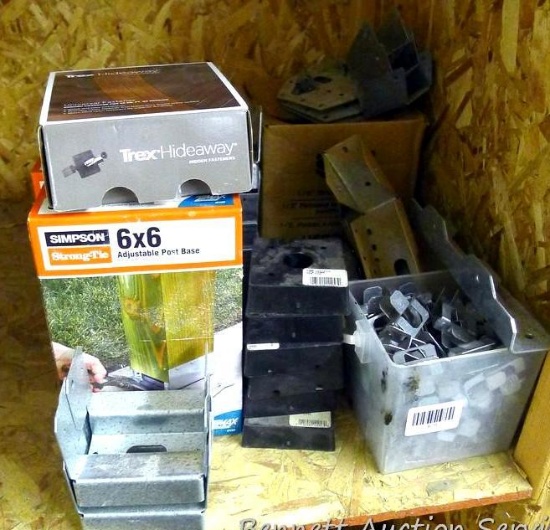 6" x 6" Adjustable post bases, Trex hide-away hidden fasteners, galvanized joist braces, roof clips,