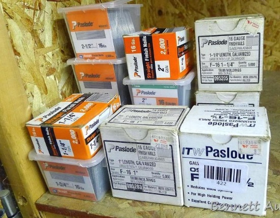 Paslode finishing nails of various lengths.