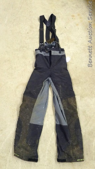 SherrillTree Chainsaw Pants, L (36"-38") x 34" long with suspenders with usual user's dirt.