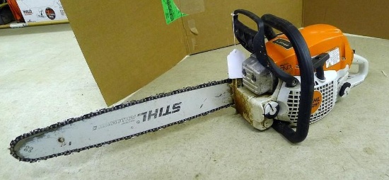 Stihl chainsaw, model MS291, with 20" bar, shows very little use, runs, includes manual.