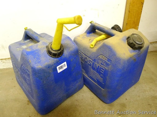 No Shipping. Two 5 gal Kerosene totes.  One empty, one not.