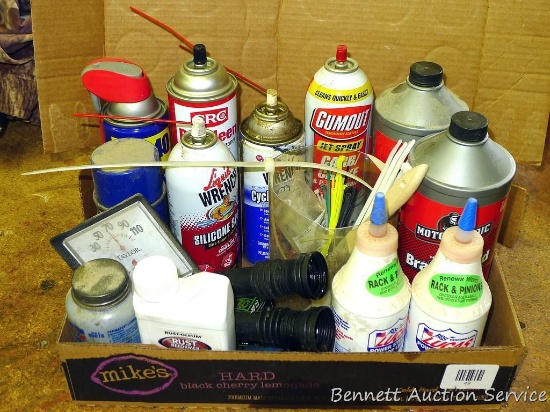 No shipping. Liquid Wrench, WD-40, power steering stop leak, brake parts cleaner, belt dressing,